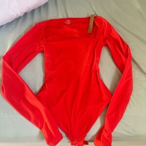 SKIMS Bright Red Long Sleeve Bodysuit